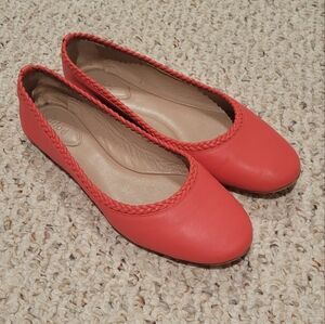 Chloé Coral Red Braided Ballet Flat
